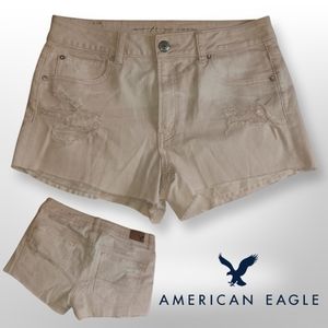 American Eagle Distressed Jean Shorts, Size 10, Light Pink / Peach Shade…